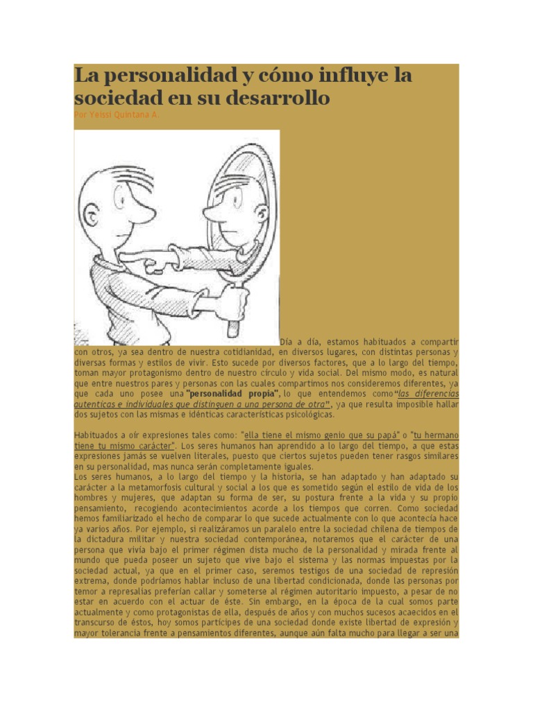 La Personalidad y Cómo Influye La Sociedad en Su Desarrollo | PDF ...