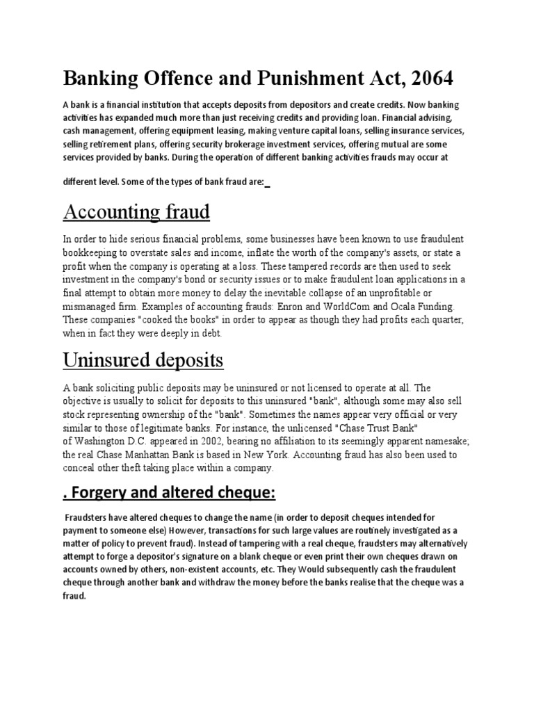 Banking Offence And Punishment Act 2064 2008 Pdf Cheque