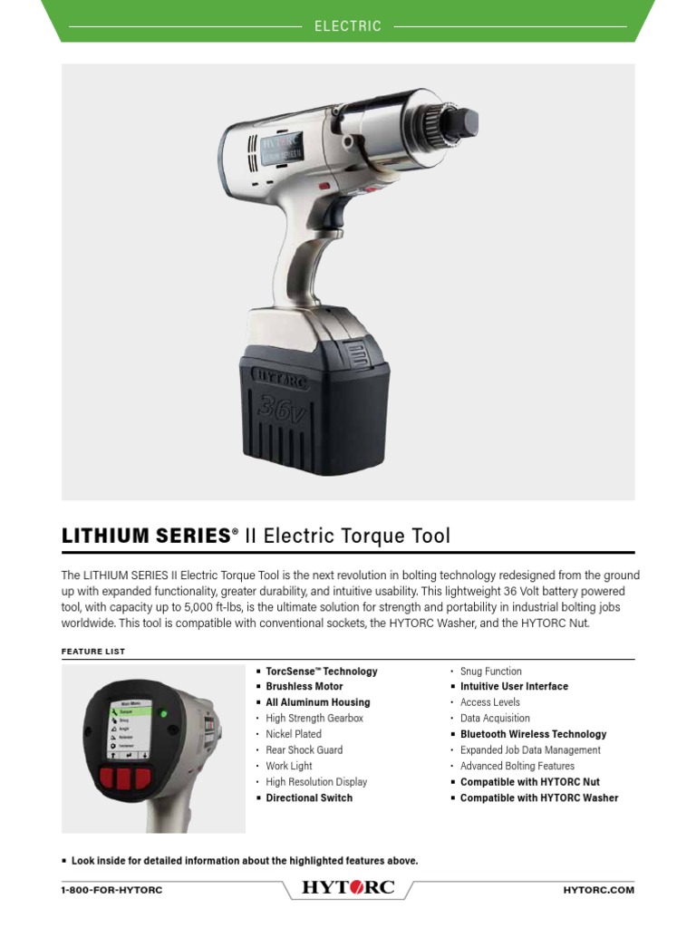 HYTORC Lithium Series Two | PDF | Equipment | Computing