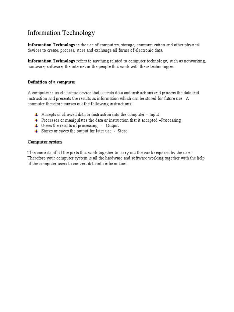 Information Technology and Computer System | PDF