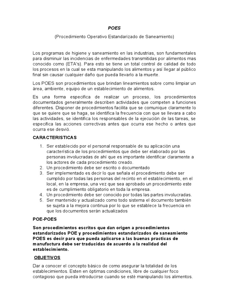 POES | PDF | Alimentos