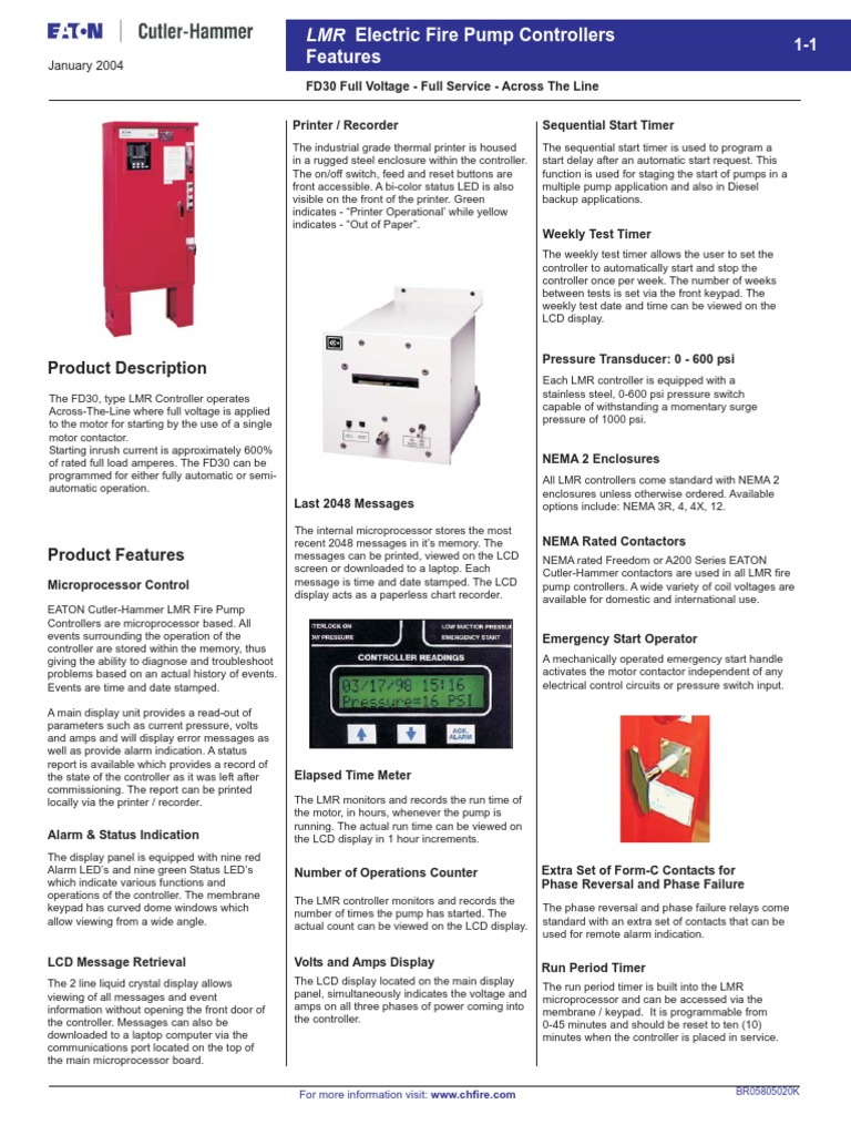 Features: LMR Electric Fire Pump Controllers | PDF | Relay | Mains ...