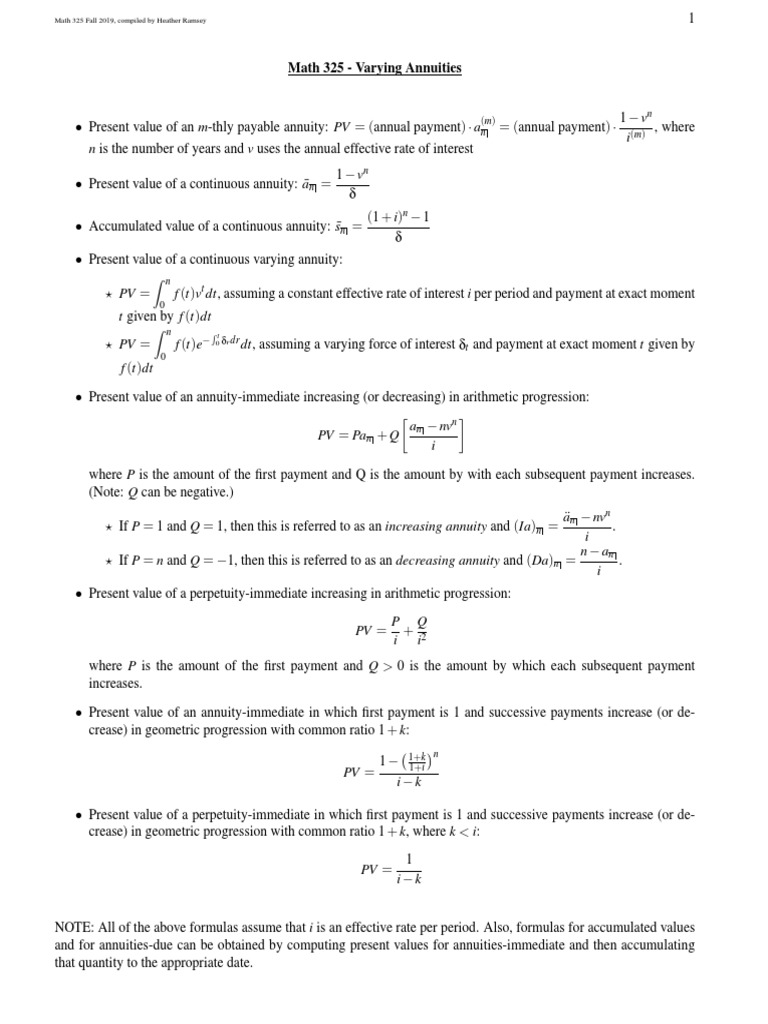 Varying Annuities and Their Formulas | PDF | Present Value | Interest