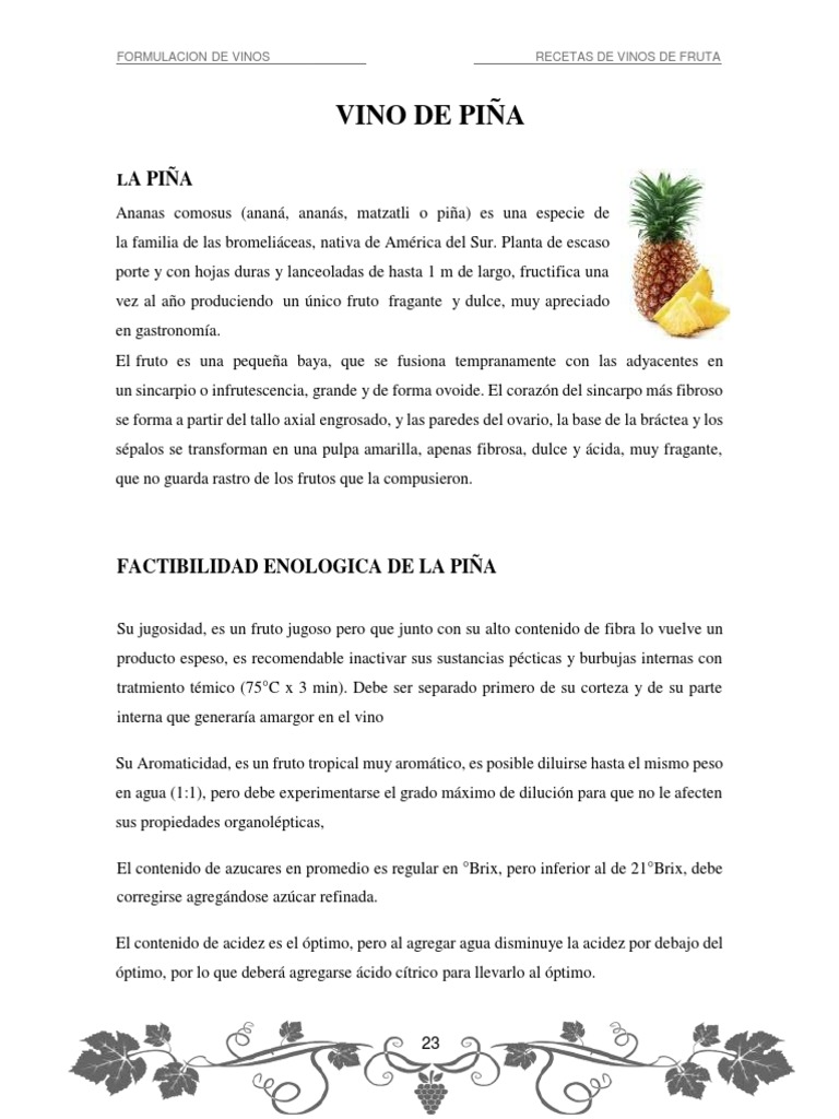 Elaboración de Vino de Piña Casero | PDF | Piña | Fruta