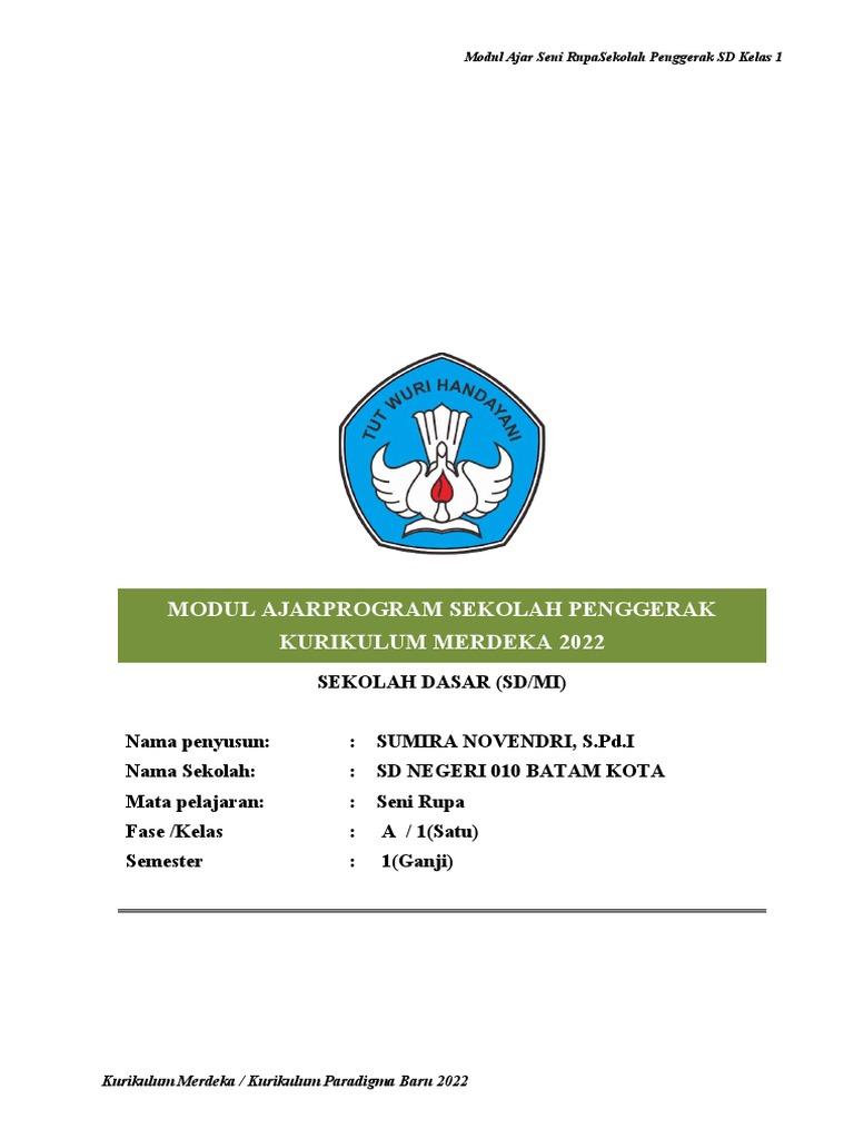 Modul Ajar Seni Rupa Kelas 1 SD | PDF | Karier & Perkembangan | Seni