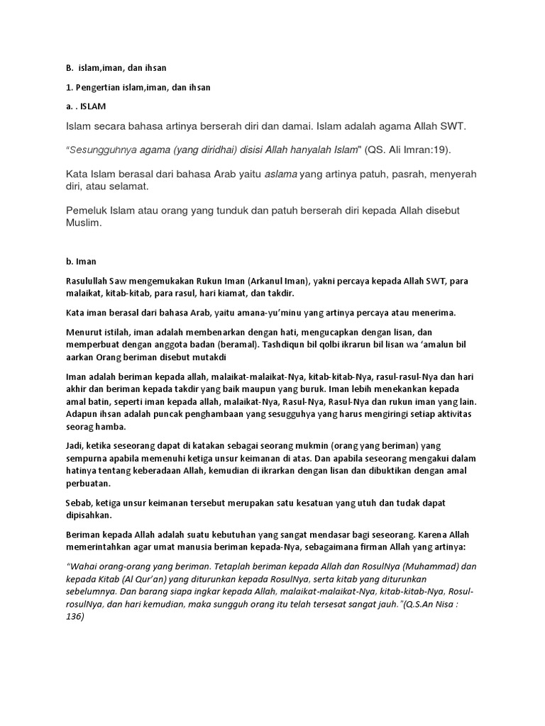 Urgensi Iman dan Ihsan dalam Islam | PDF