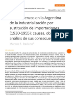 Los Comienzos en La Argentina de La Industrializacion Por Sustitucion de Importaciones 1930 1955