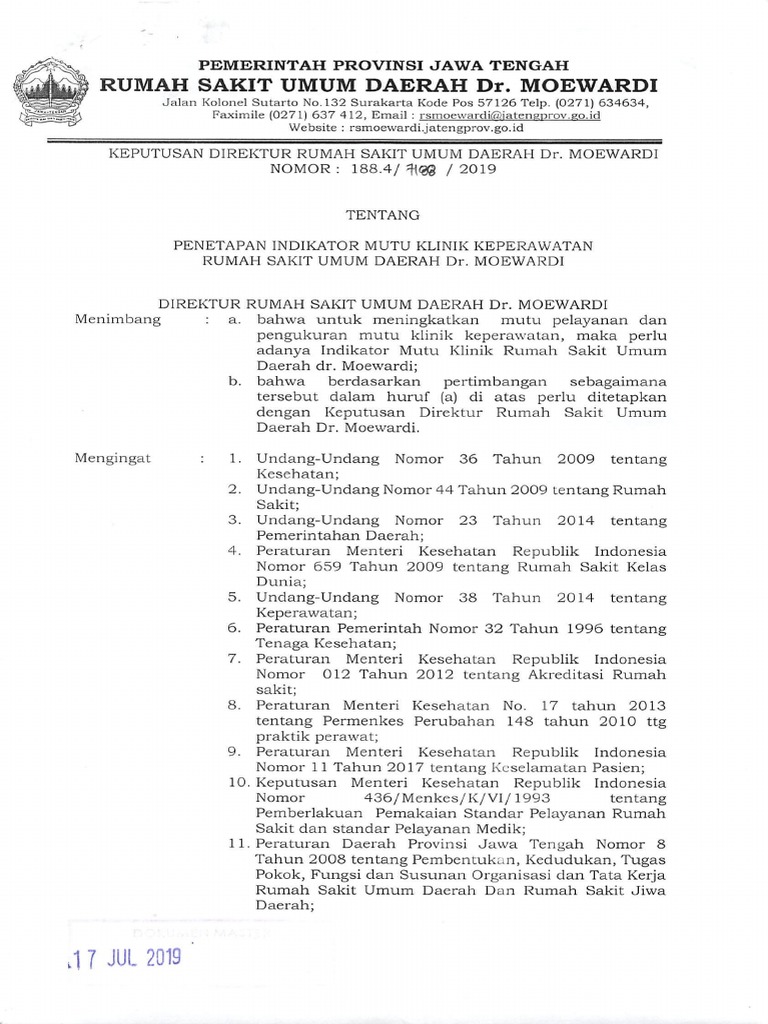 Penetapan Indikator Mutu Klinik Keperawatan
