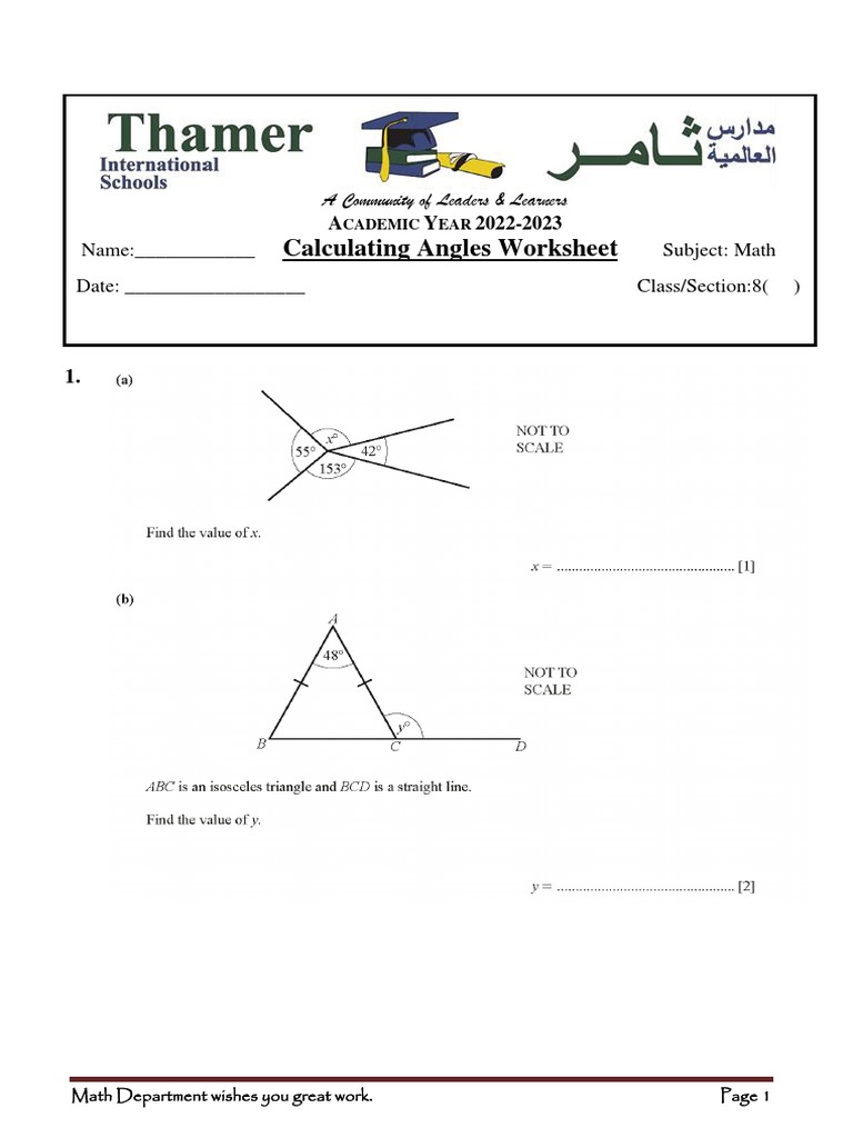 Calculating Angles Worksheet g8 | PDF | Career & Growth