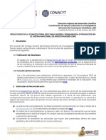 Aviso Publicacion de Resultados 2022 Ingreso o Permanencia en El SNI