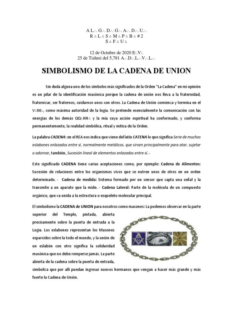 Simbolismo de La Cadena de Union PDF Masonería