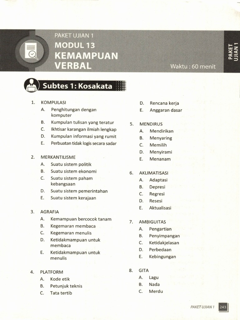 TPA - Paket Ujian I | PDF