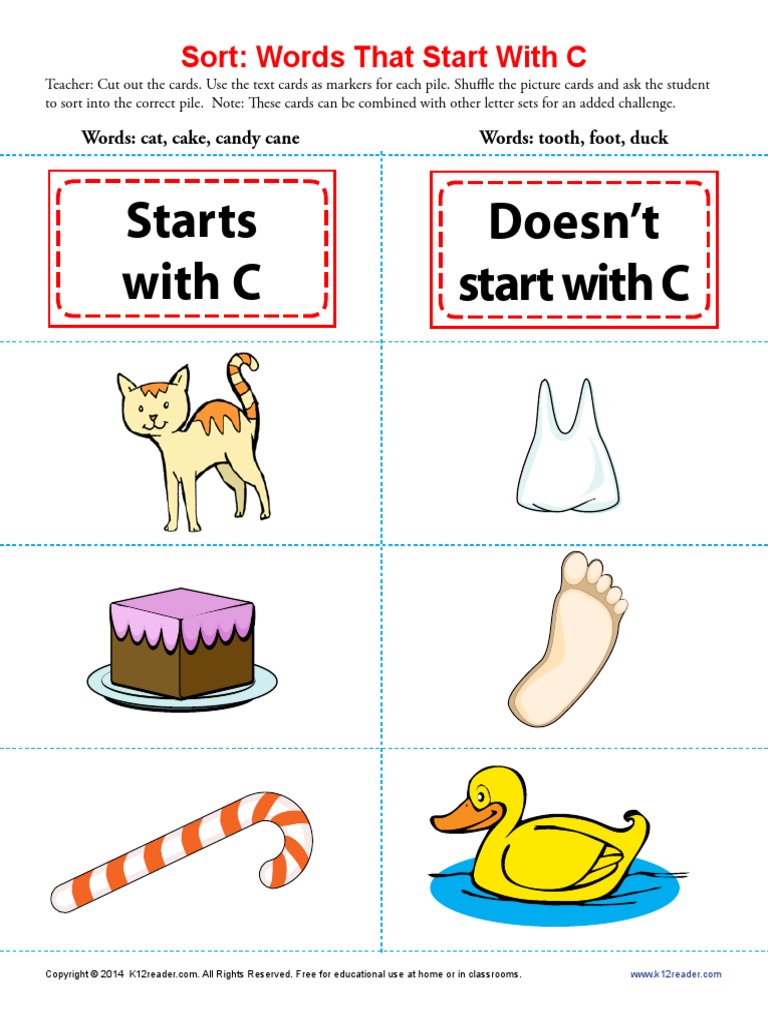 Sort Words That Start With C | PDF