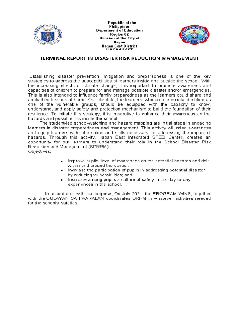 Completion Report DRRM | PDF | Emergency Management | Municipal Solid Waste