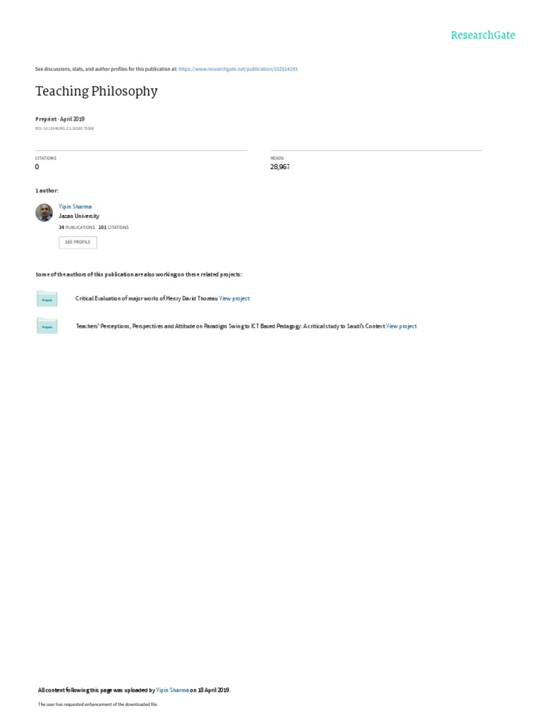 Teaching Philosophy Pdf Teaching Method Teachers