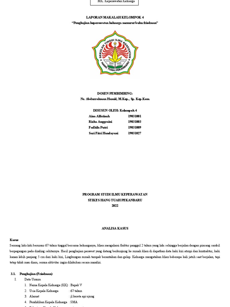 KEL 4 Pengkajian Keperawatan Keluarga Menurut Buku Friedman KEP