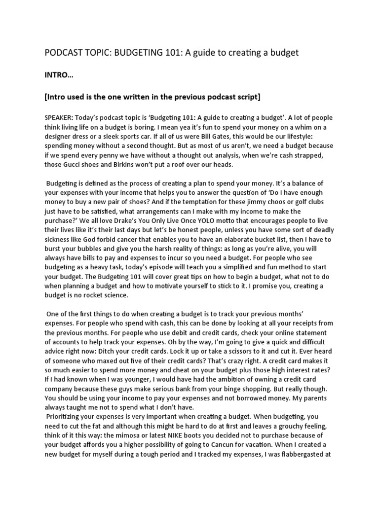 Budgeting 101 Pdf Credit Card Saving