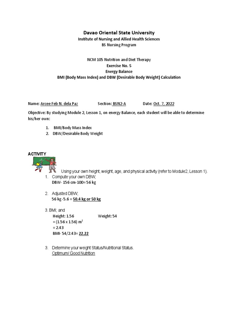 BMI and DBW Calculation Guide | PDF | Body Mass Index | Calorie