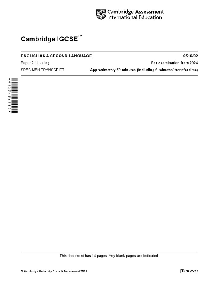 2024 Specimen Paper 2 Transcript PDF Crocodile