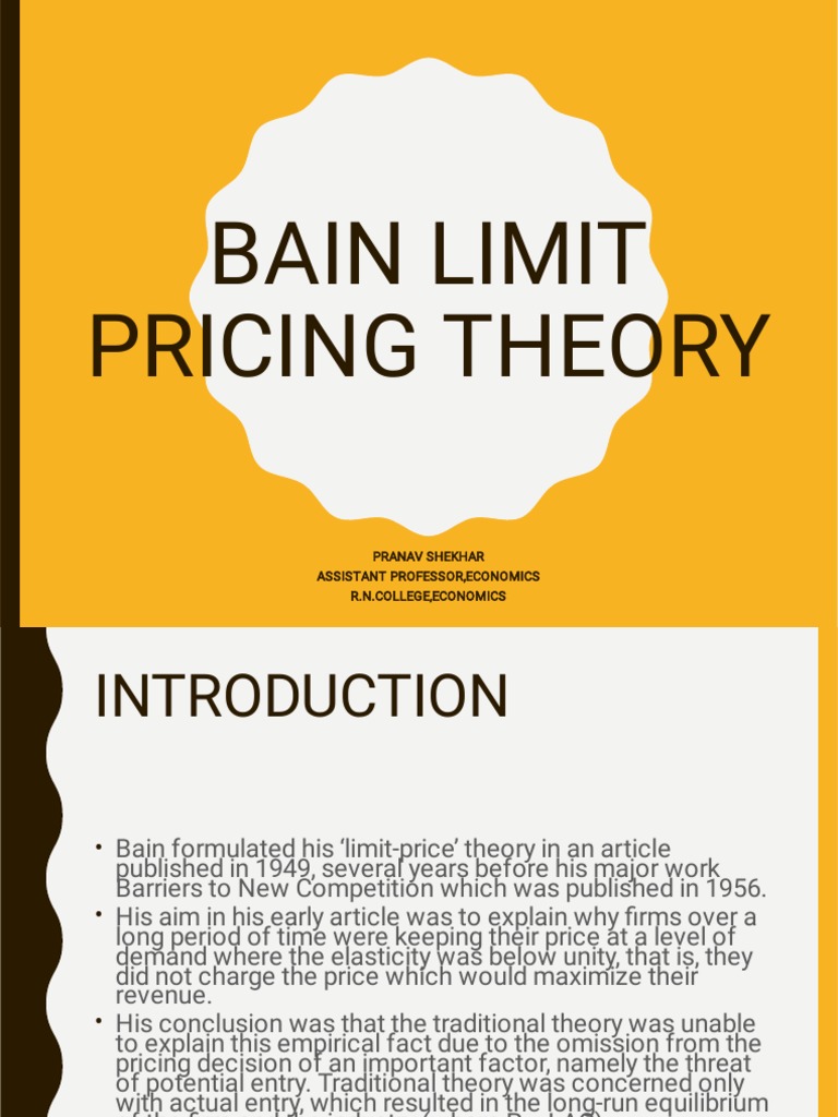 Bain's Limit Pricing Theory Explained | PDF | Profit (Economics ...