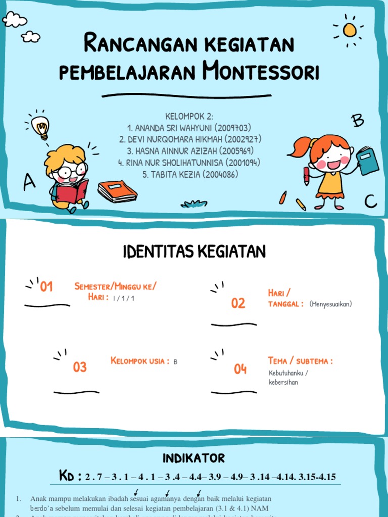RANCANGAN KEGIATAN PEMBELAJARAN MONTESSORI BERTEMA "KEBERSIHAN" | PDF