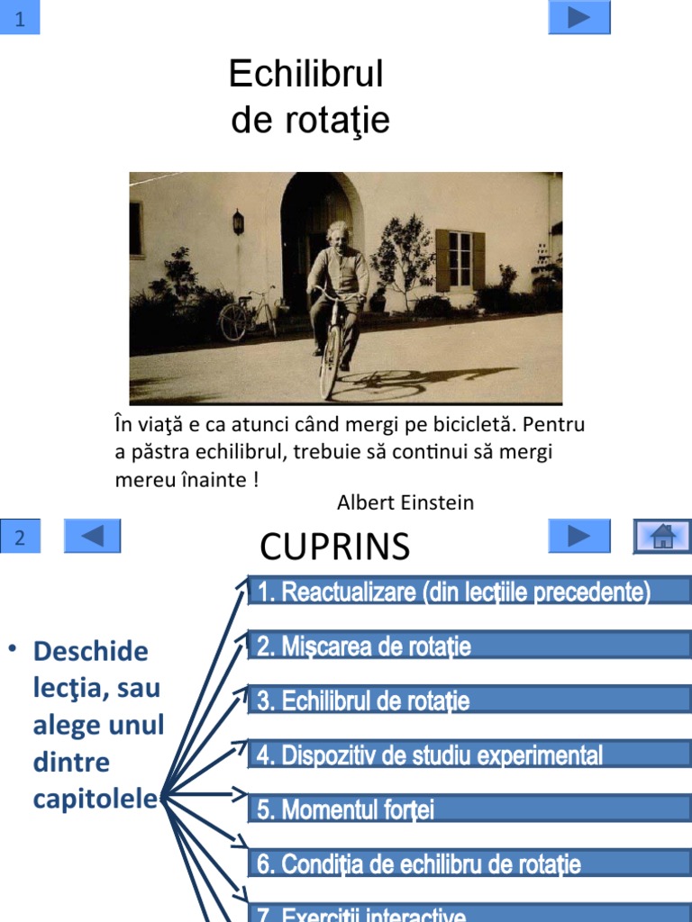 Echilibrul de Rotatie Si Momentul Fortei Didactic | PDF