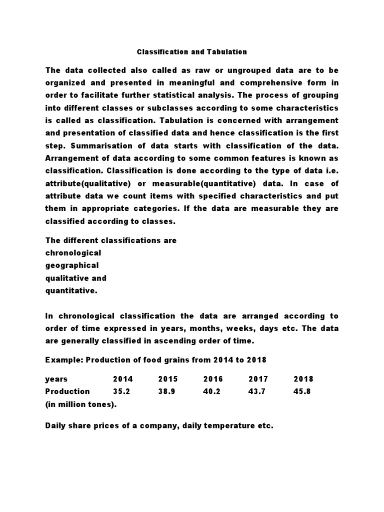 Classification and tabulation pdf quantitative research data