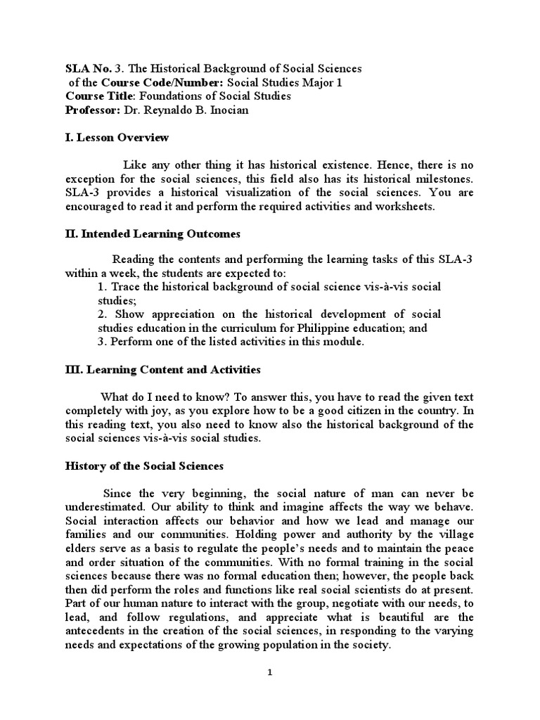 Historical Foundations of Social Studies | PDF | Social Sciences ...