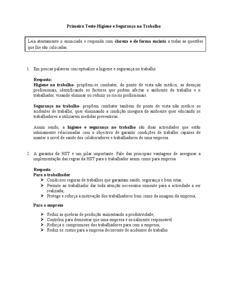 Higiene e Segurança no Trabalho | PDF | Computadores | Tecnologia e ...
