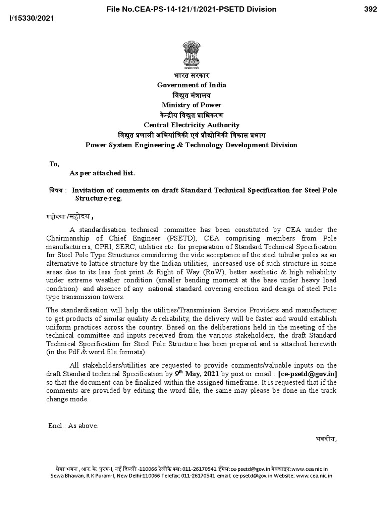 Draft - Standard - Technical - Specification - For - Steel - Pole ...