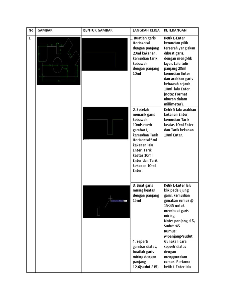 Jobsheet Autocad: Langkah-langkah Gambar | PDF