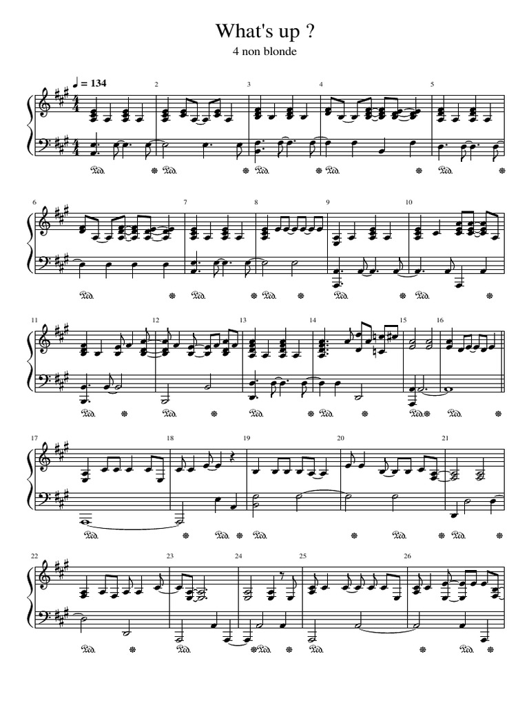 4 non blondes what's up piano