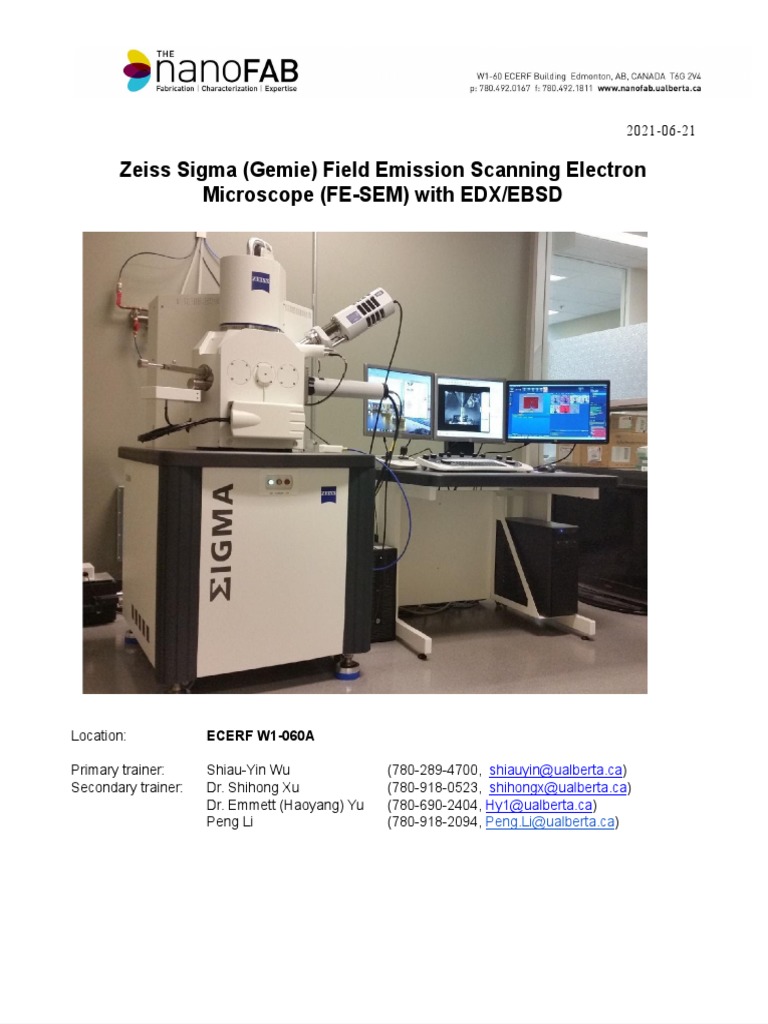 Zeiss Sigma FE-SEM User Guide | PDF