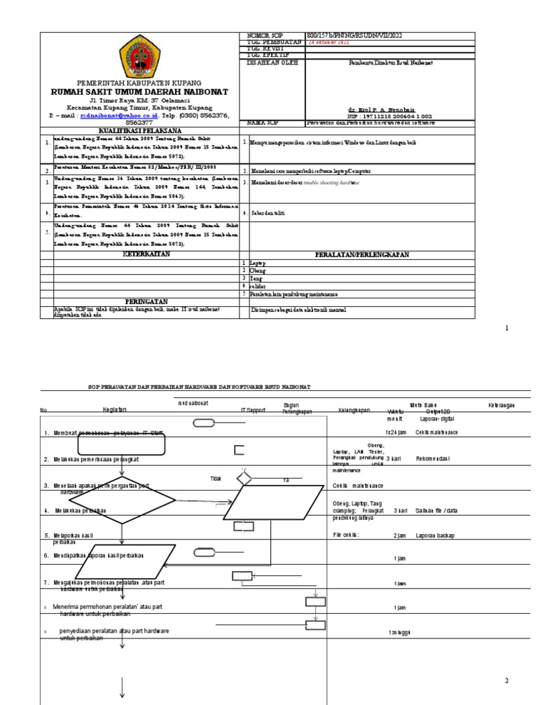SOP Perawatan Hardware dan Software RSUD Naibonat | PDF | Teknologi ...