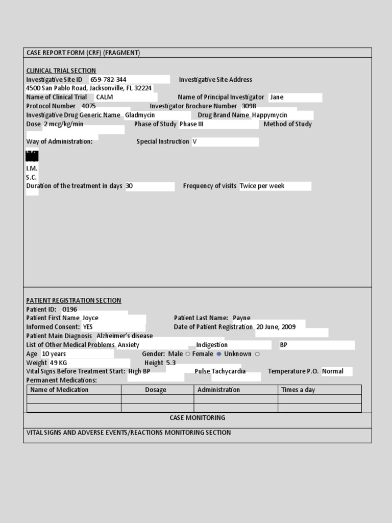 Case Report Form PDF Dose (Biochemistry) Chemistry