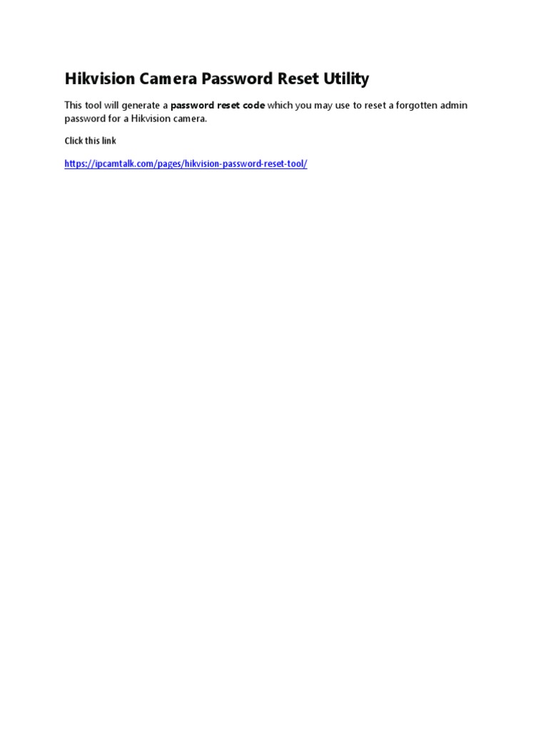 Hikvision Camera Password Reset Utility | PDF