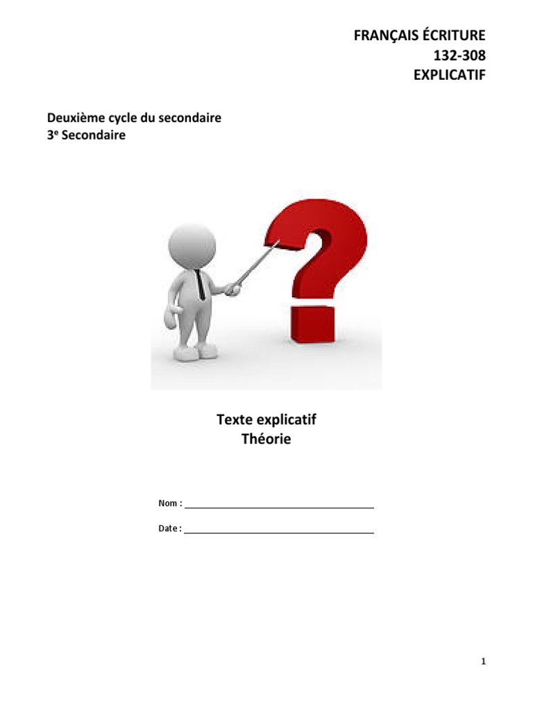 Le Texte Explicatif Théorie Sec 3 | PDF | Sujet (Grammaire) | Discours ...