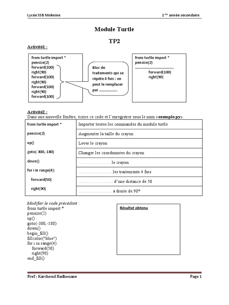 Module Turtle TP2 Eleve | PDF