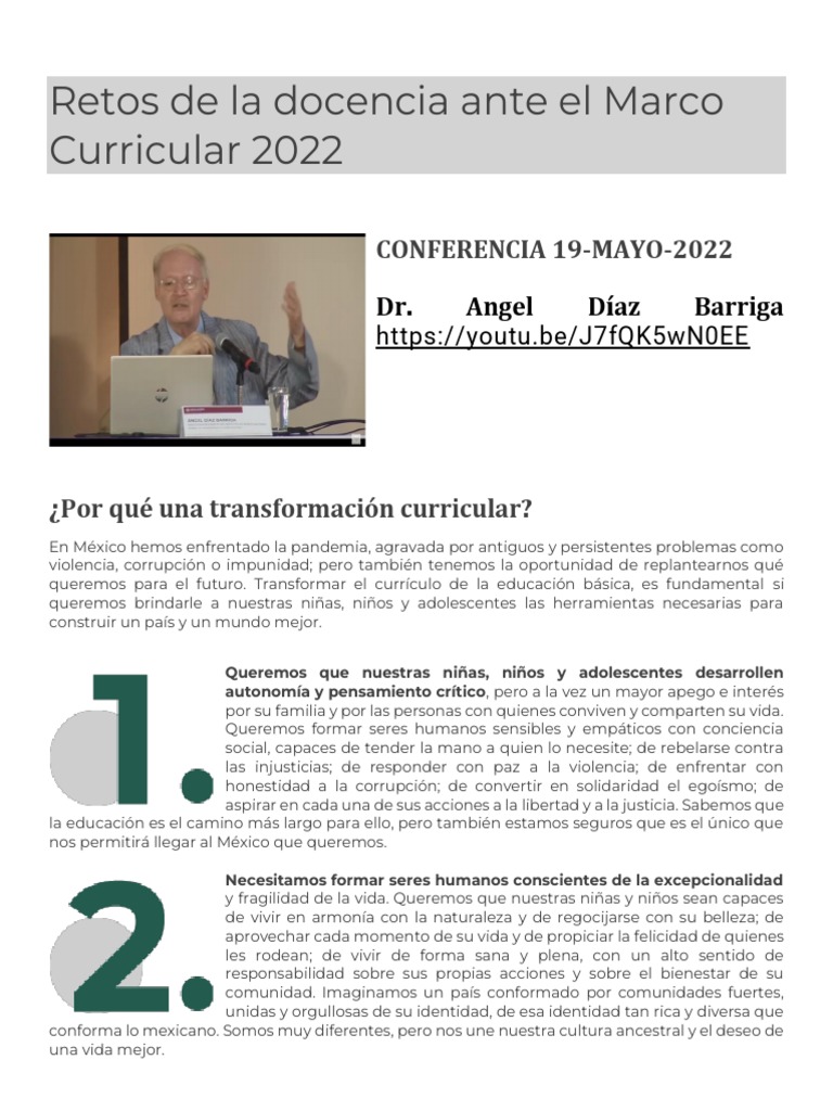 Conferencia Retos Dr Angel Díaz Barriga Pdf Plan De Estudios