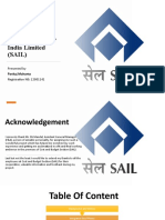 Summer Internship Presentation On Steel Authority of India Limited (SAIL)