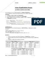 Exercices d'Application Sur La Création Des Bases de Données Sous Access