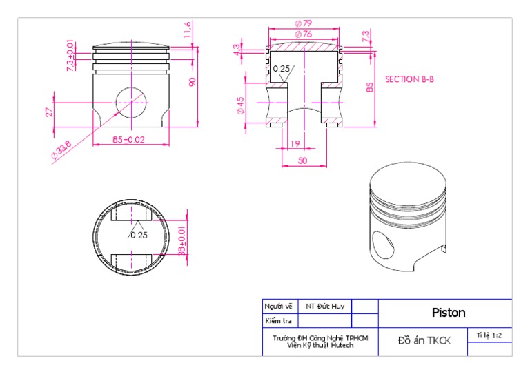 Bản vẽ Piston 2D PDF