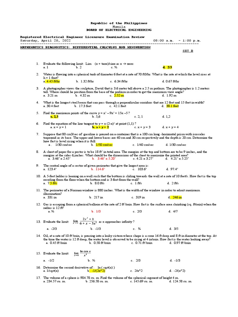 Rme Diag Calculus Dummy Set | PDF | Area | Sphere