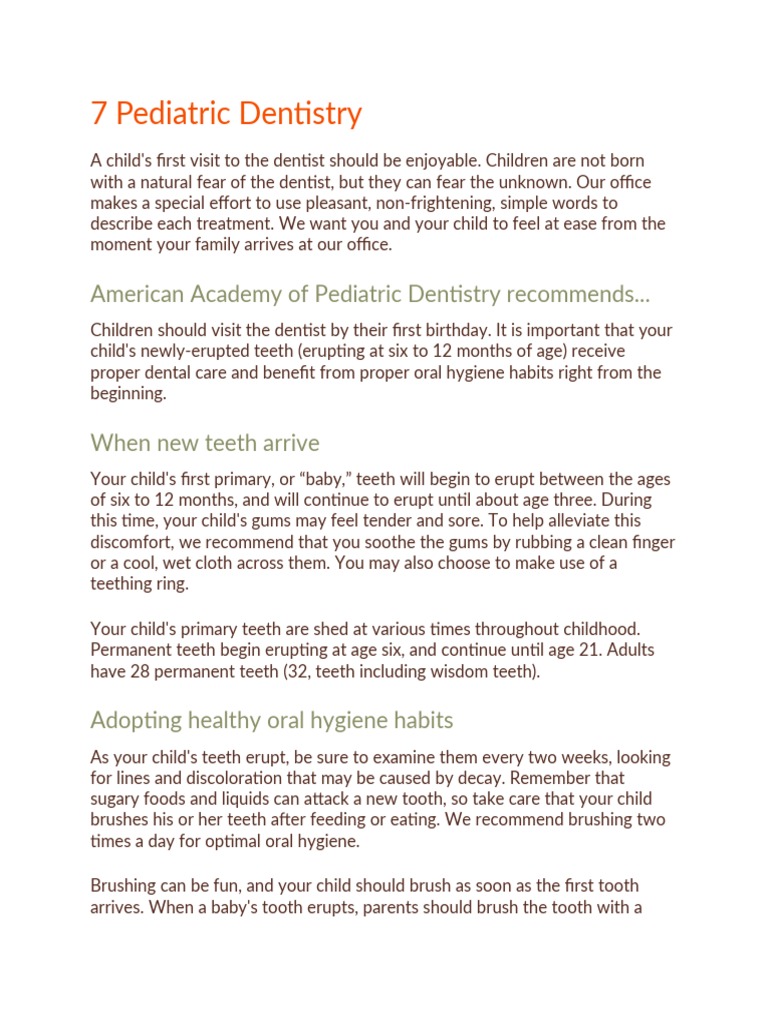 7 Pediatric Dentistry PDF Oral Hygiene Human Tooth
