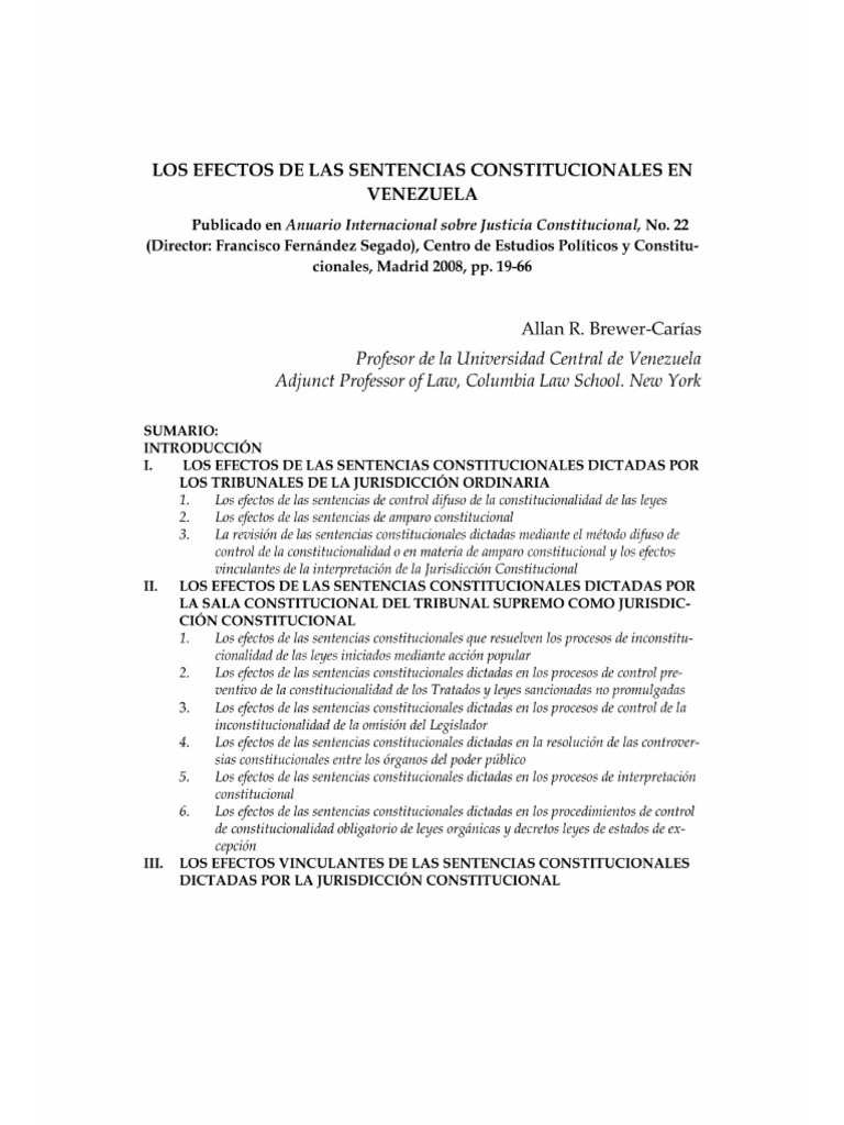 Los Efectos de Las Sentencias Constitucionales | PDF