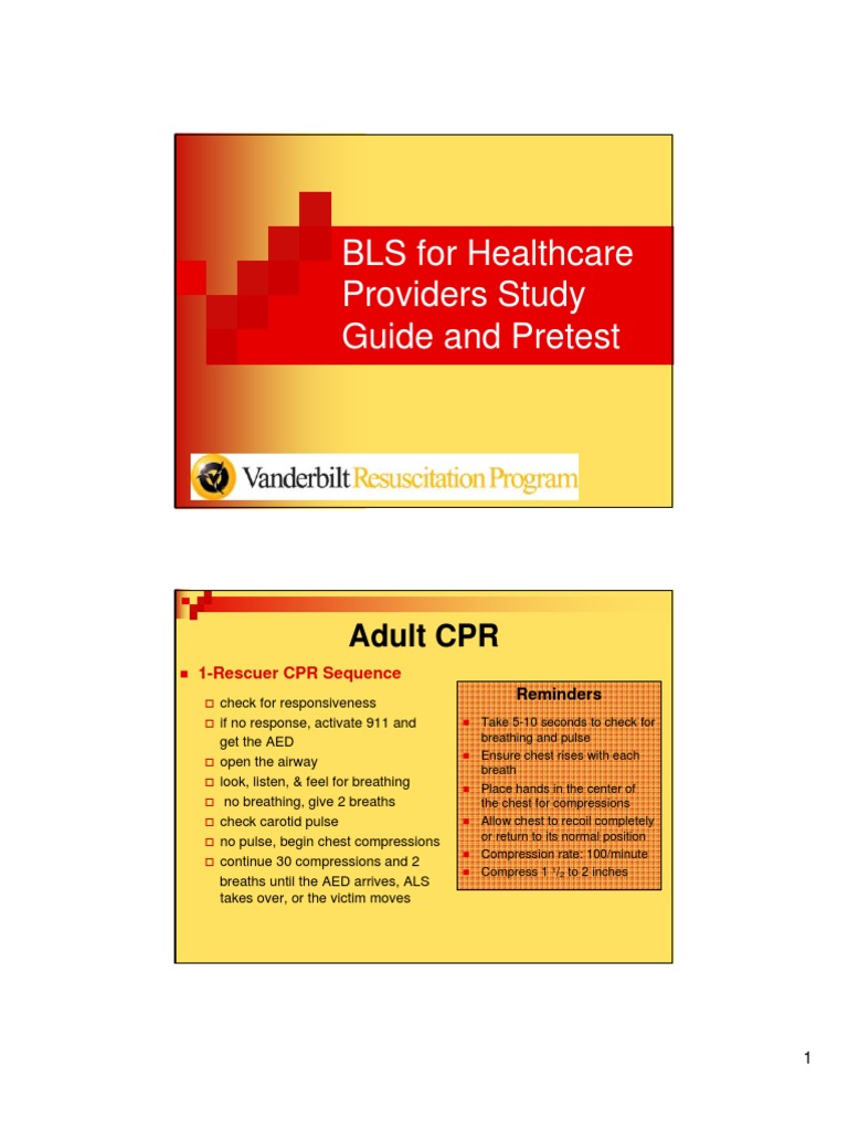BLS Study Guide and Pretest Printable Cardiopulmonary Resuscitation