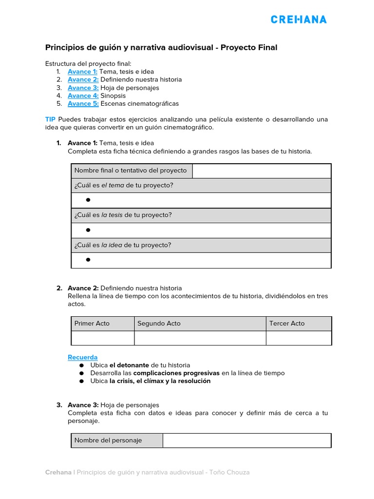 Guía para Proyecto Final de Guion | PDF | Guión