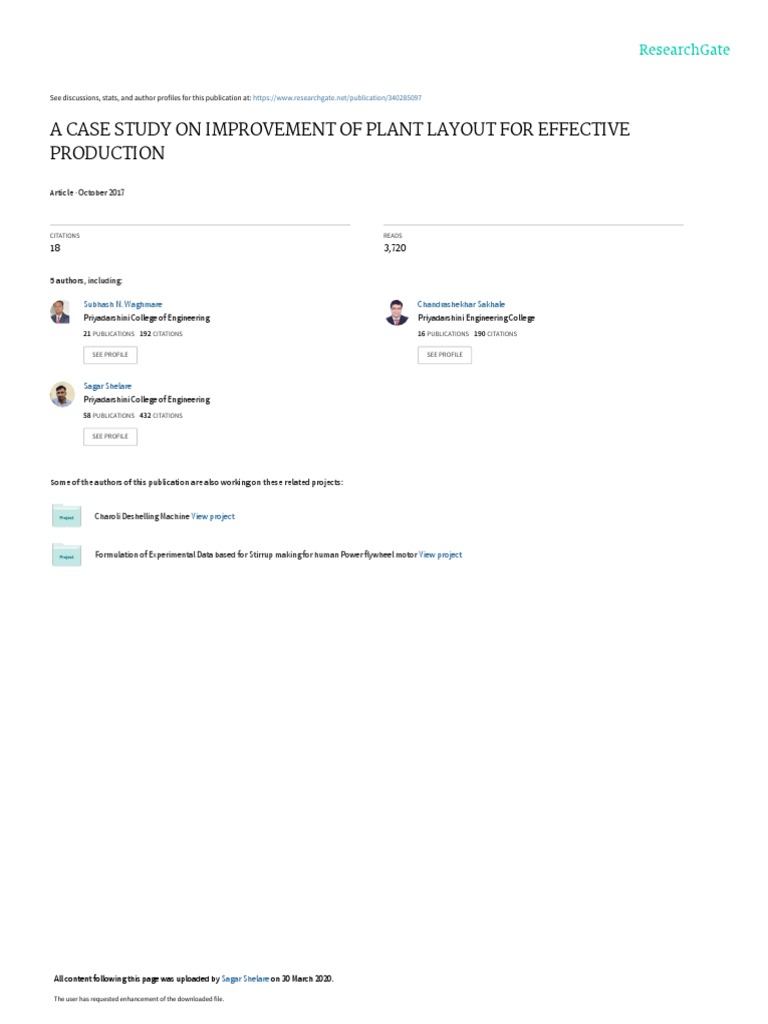 A Case Study On Improvement of Plant Lay | PDF | Mathematical ...