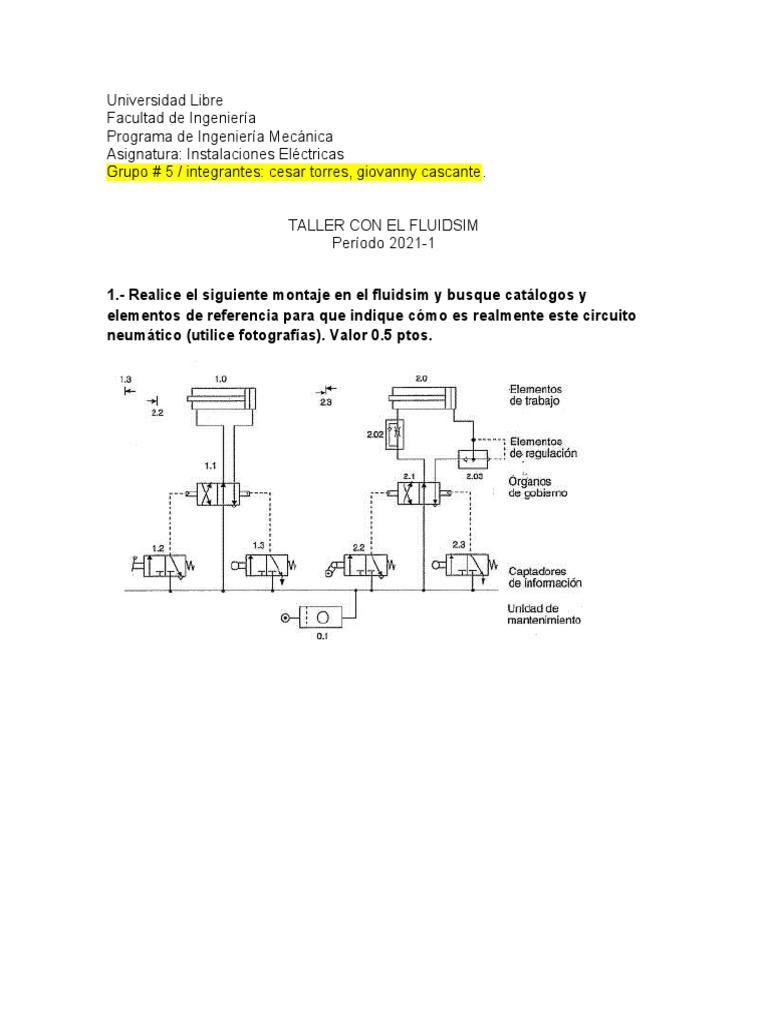 Taller de Circuitos Neumáticos en FluidSim | PDF | Neumática ...