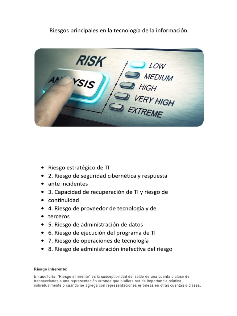 5 Riesgos Clave en Tecnología de TI | PDF | Negocios | Informática